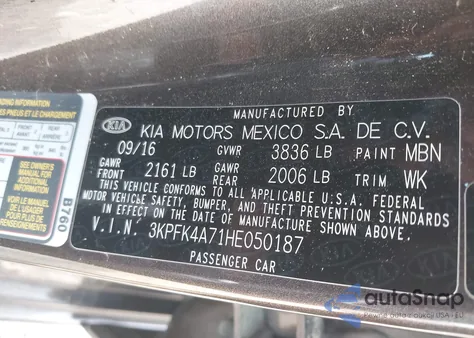 2017 Kia Forte Lx из США, поврежденный, VIN 3KPFK4A71HE050187